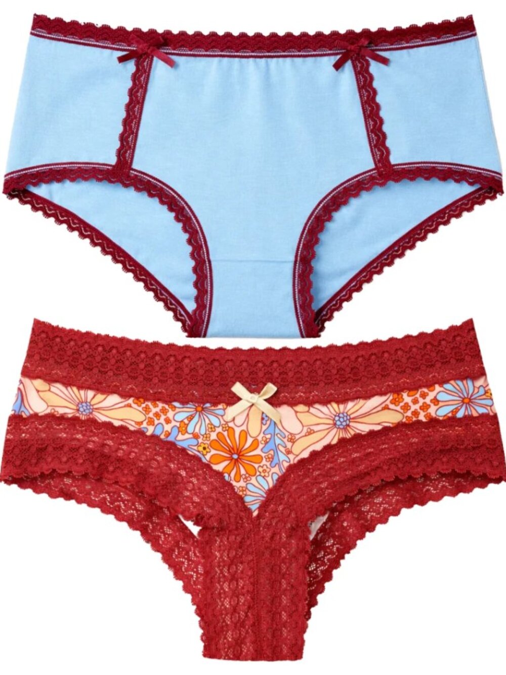 Splendies Cotton Panties Bikini & Boyshort Lot of 2 New Pairs Underwear